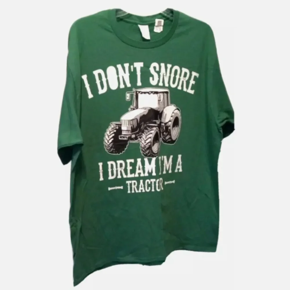T-shirt Sz XL NEW green I Don't Snore Tractors Funny Country Graphic whimsical - Picture 3 of 9